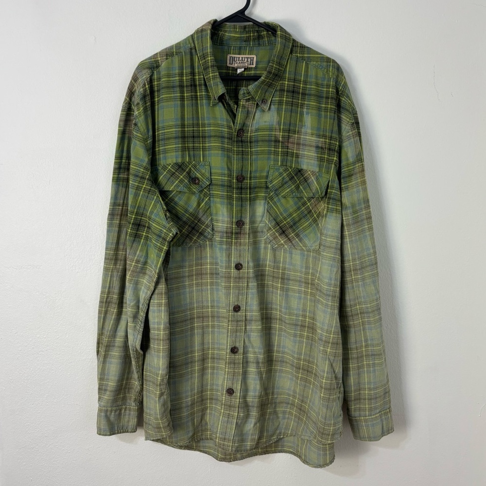 Thrashed Duluth Trading Co Mens 2XLT‎ Flannel Plaid Long Sleeve Button Up Shirt